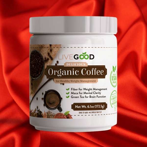 LiveGood Instant Organic Coffee - Healthy Organic Weight Management Coffee with Mushrooms