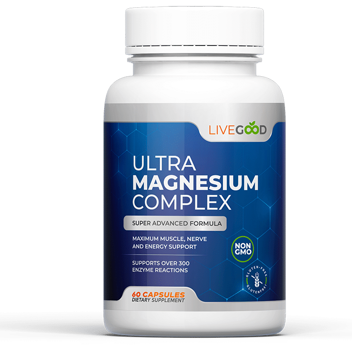 LiveGood Ultra Magnesium Complex magnesium glycinate and gluconate supplement bottle