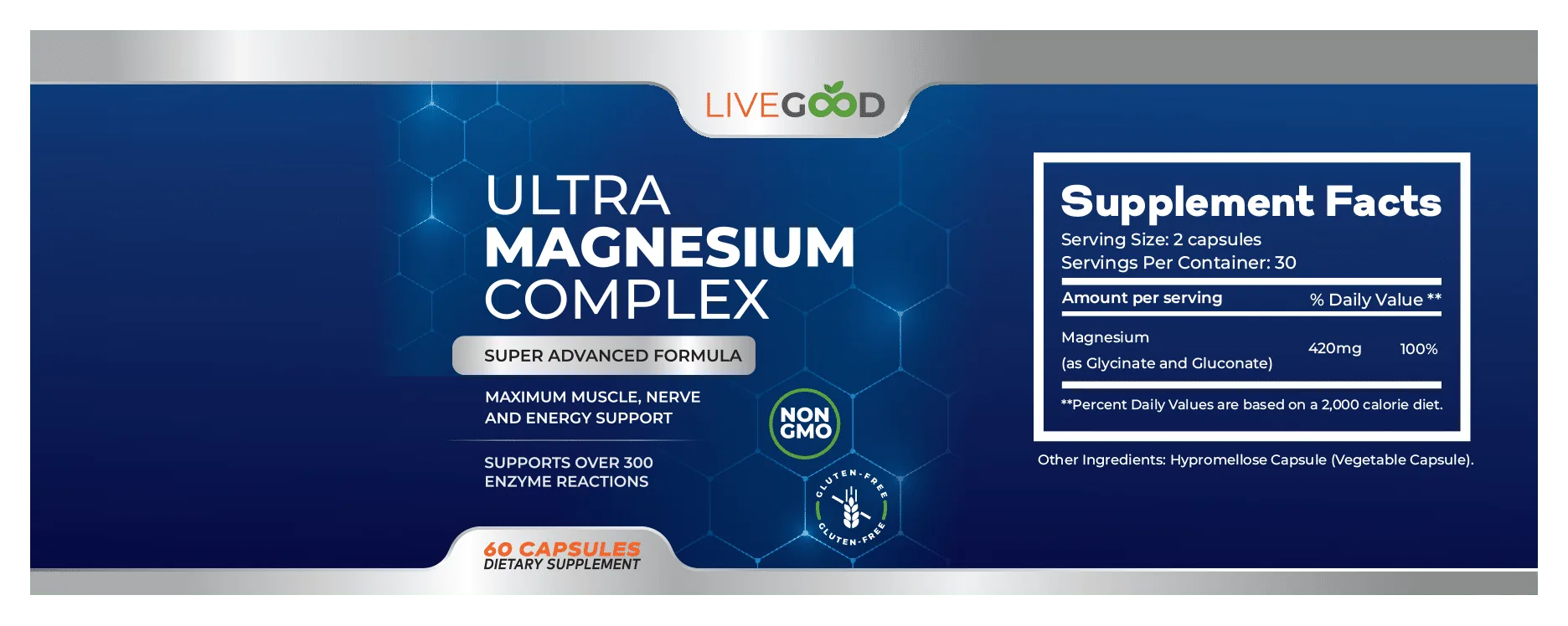 LiveGood Ultra Magnesium Complex ingredients and supplement LiveGood Ultra Magnesium Complex ingredients and supplement facts magnesium glycinate and magnesium gluconate