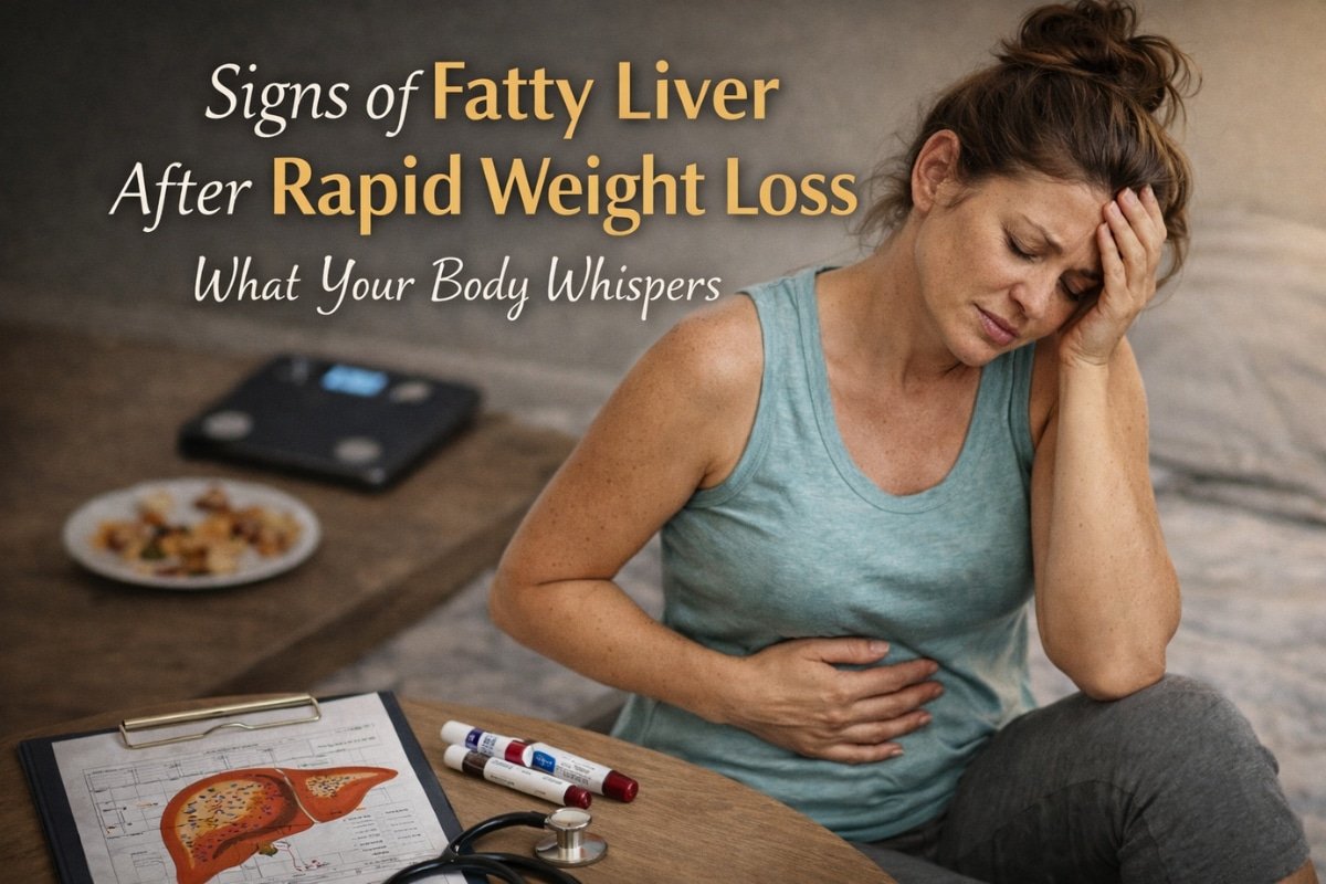woman experiencing fatigue after rapid weight loss illustrating signs of fatty liver after rapid weight loss