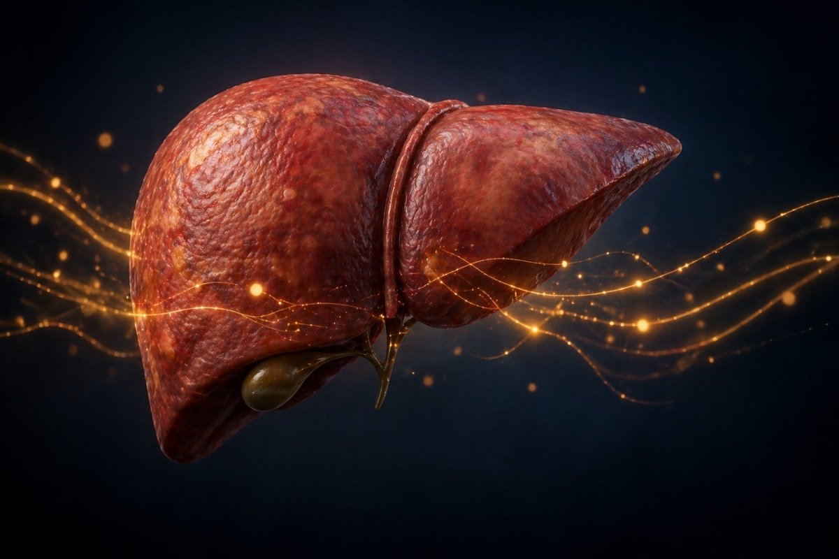 unhealthy liver with disrupted cholesterol flow showing imbalance