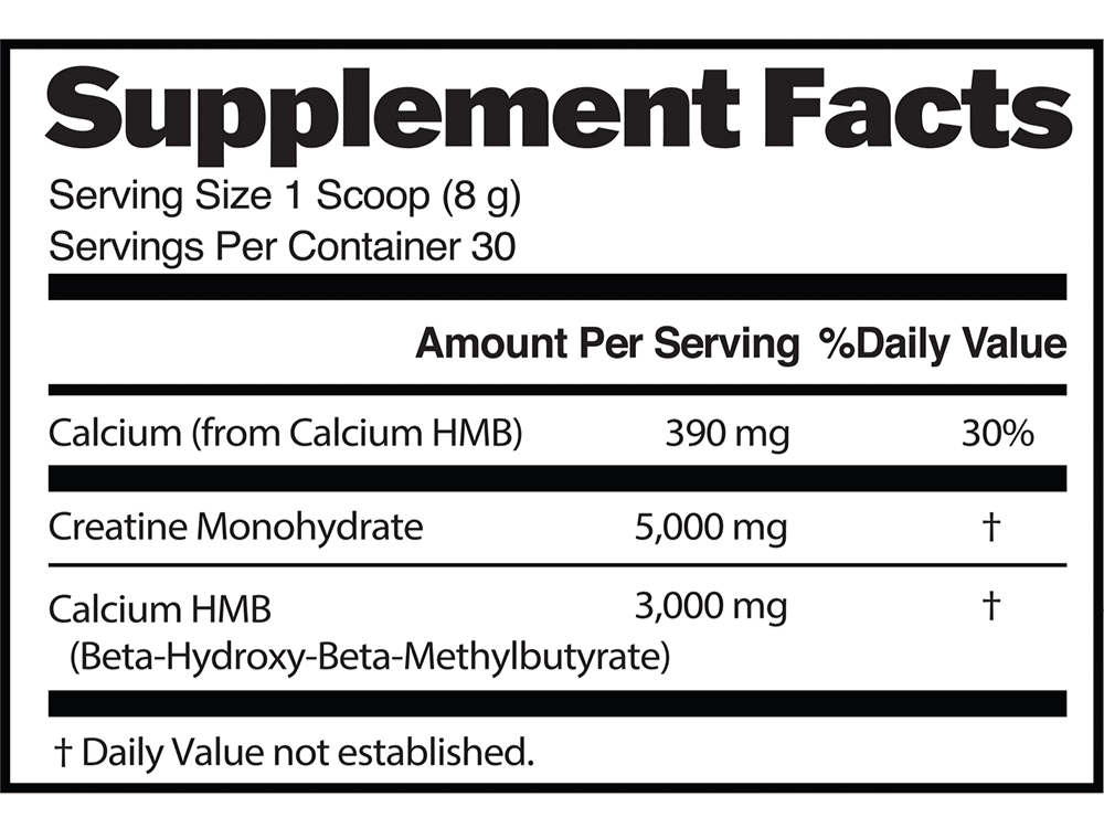 LiveGood Creatine HMB supplement and muscle recovery support facts