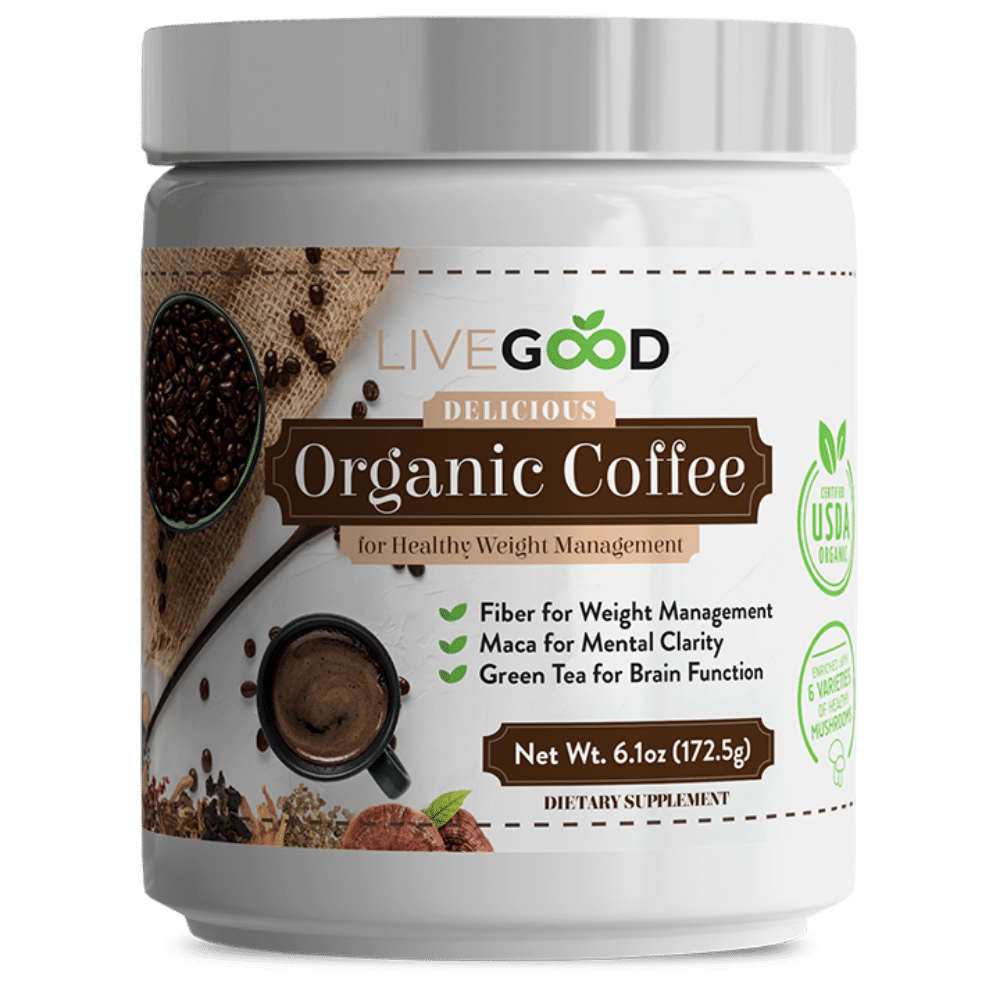 Organic mushroom coffee for weight loss with functional mushrooms, fiber, maca, and green tea extract for energy and focus